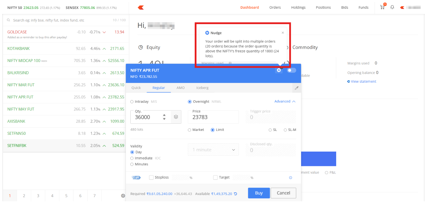 Zerodha Launches 6 New Kite Order Window Features